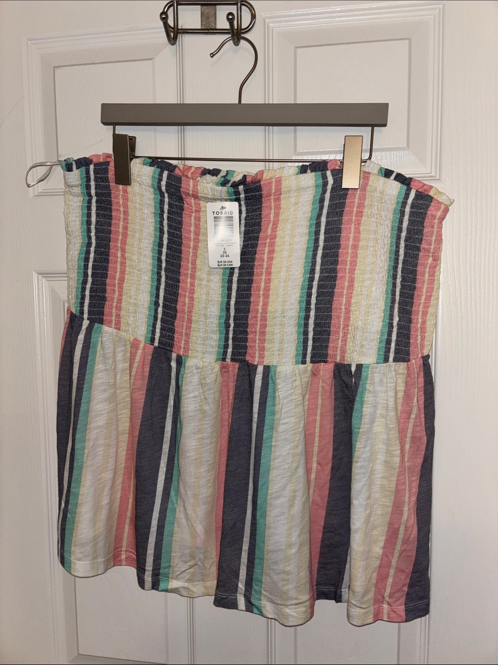 Torrid Multicolor Striped Smocked Tube Dress Top